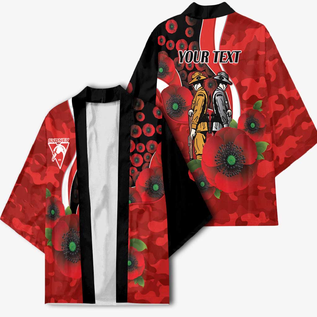 Sydney Swans ANZAC Personalised Kimono Lest We Forget Poppy Camo