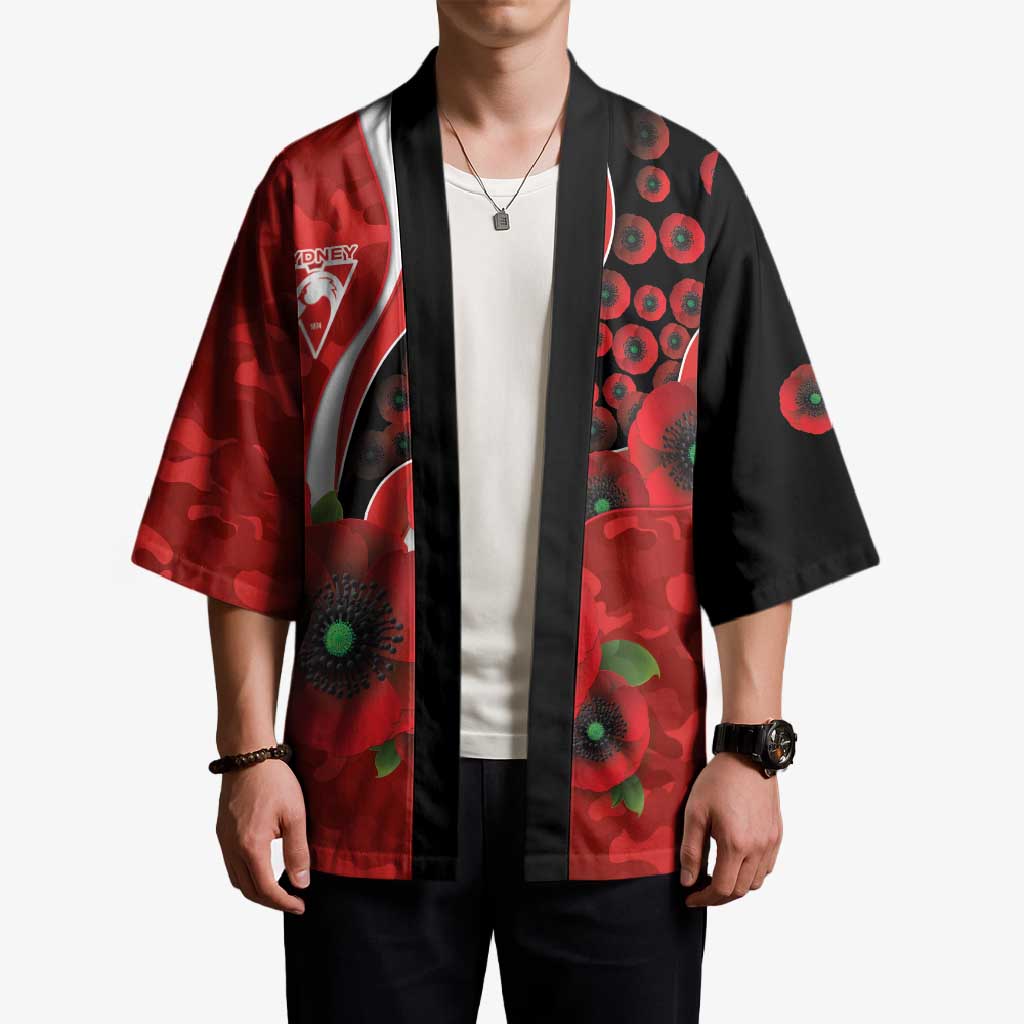 Sydney Swans ANZAC Personalised Kimono Lest We Forget Poppy Camo