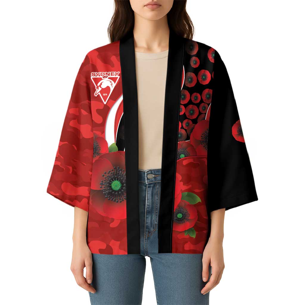 Sydney Swans ANZAC Personalised Kimono Lest We Forget Poppy Camo