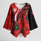 Sydney Swans ANZAC Personalised Kimono Sleeve Blouse Lest We Forget Poppy Camo