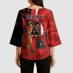 Sydney Swans ANZAC Personalised Kimono Sleeve Blouse Lest We Forget Poppy Camo