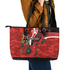 Sydney Swans ANZAC Personalised Leather Tote Bag Lest We Forget Poppy Camo