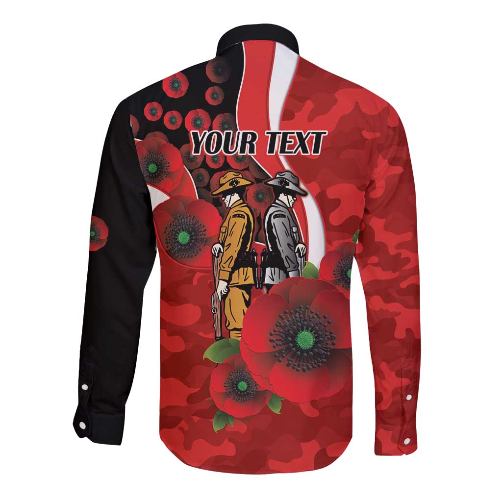 Sydney Swans ANZAC Personalised Long Sleeve Button Shirt Lest We Forget Poppy Camo