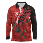 Sydney Swans ANZAC Personalised Long Sleeve Polo Shirt Lest We Forget Poppy Camo