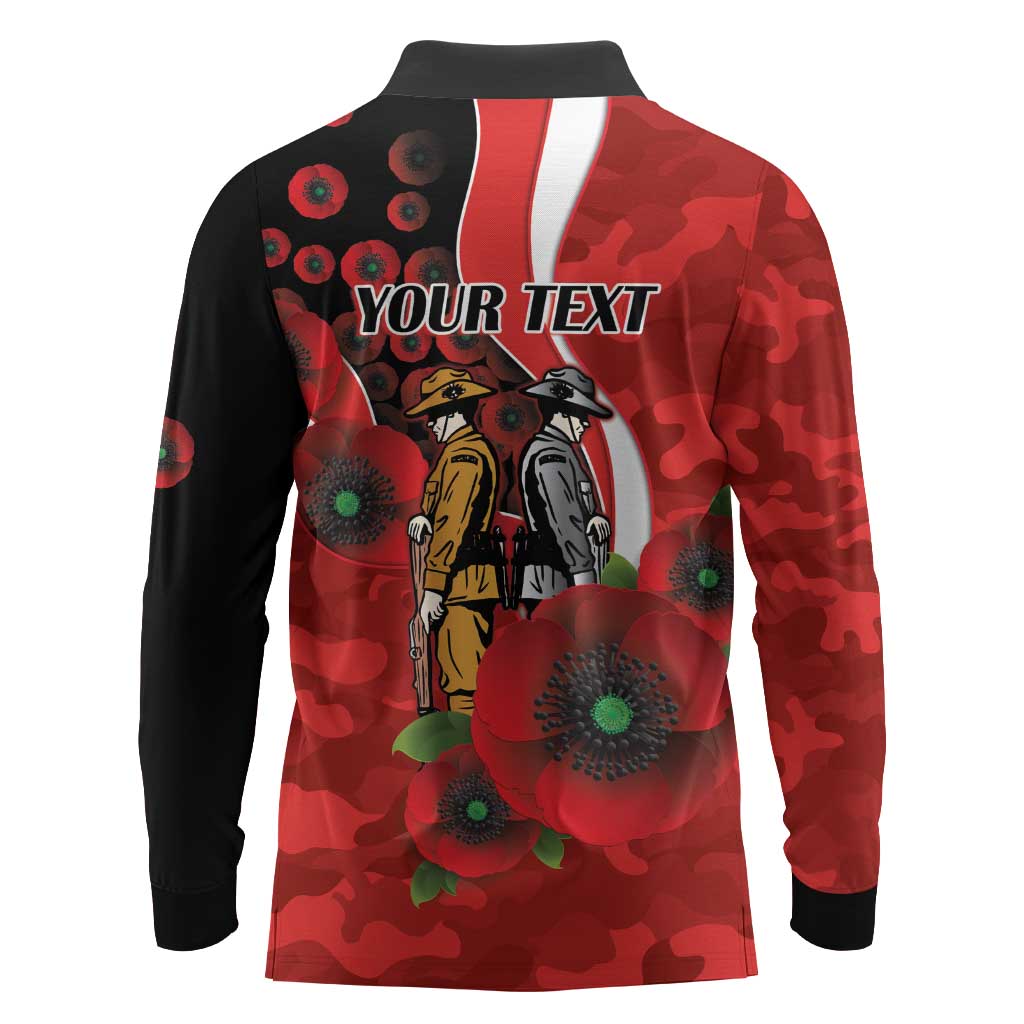 Sydney Swans ANZAC Personalised Long Sleeve Polo Shirt Lest We Forget Poppy Camo