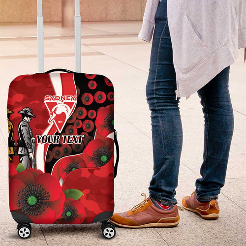Sydney Swans ANZAC Personalised Luggage Cover Lest We Forget Poppy Camo