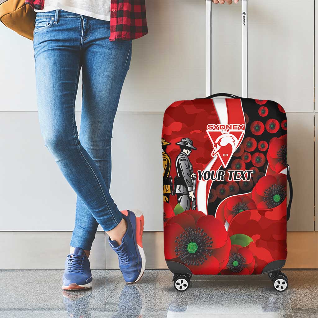 Sydney Swans ANZAC Personalised Luggage Cover Lest We Forget Poppy Camo