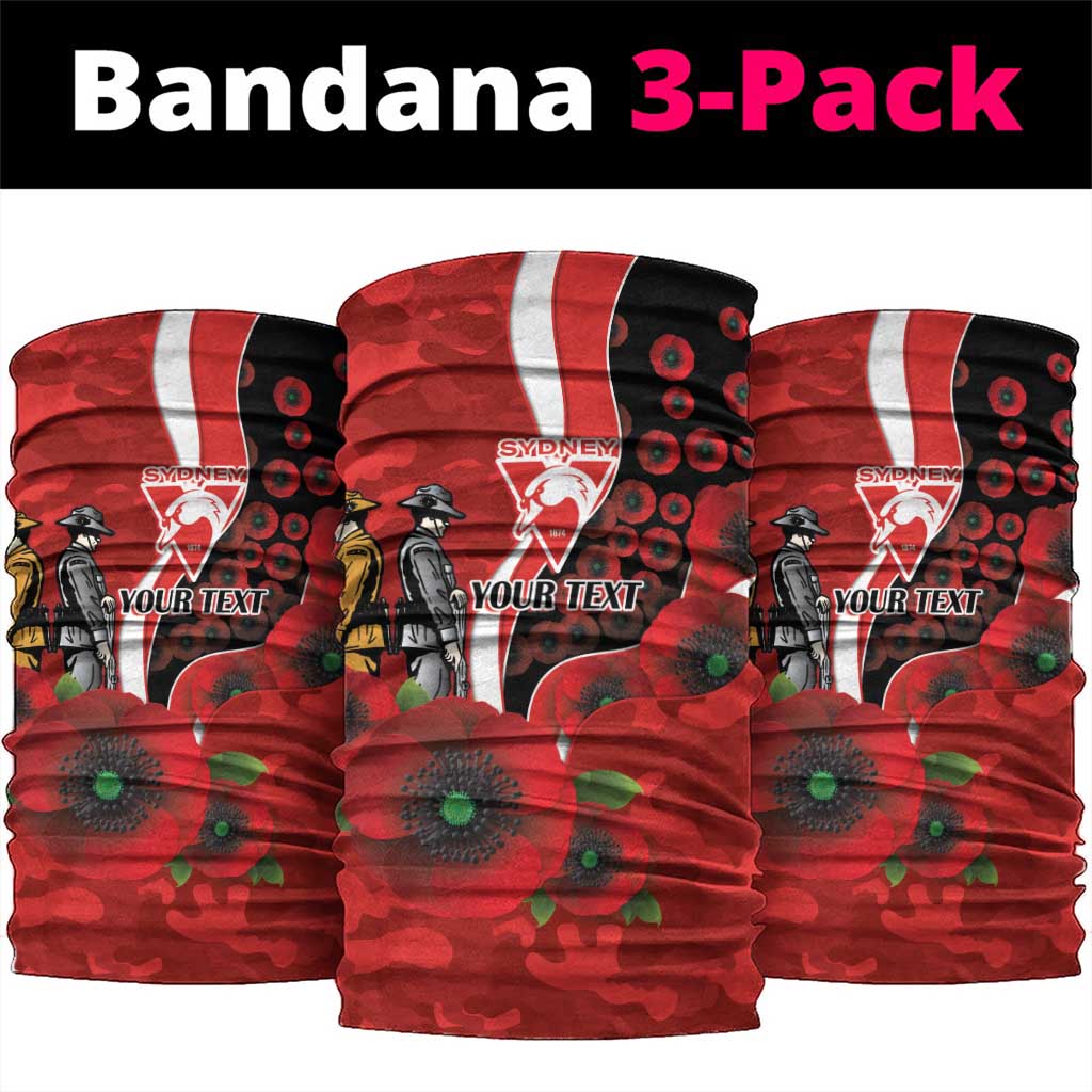Sydney Swans ANZAC Personalised Neck Gaiter Lest We Forget Poppy Camo