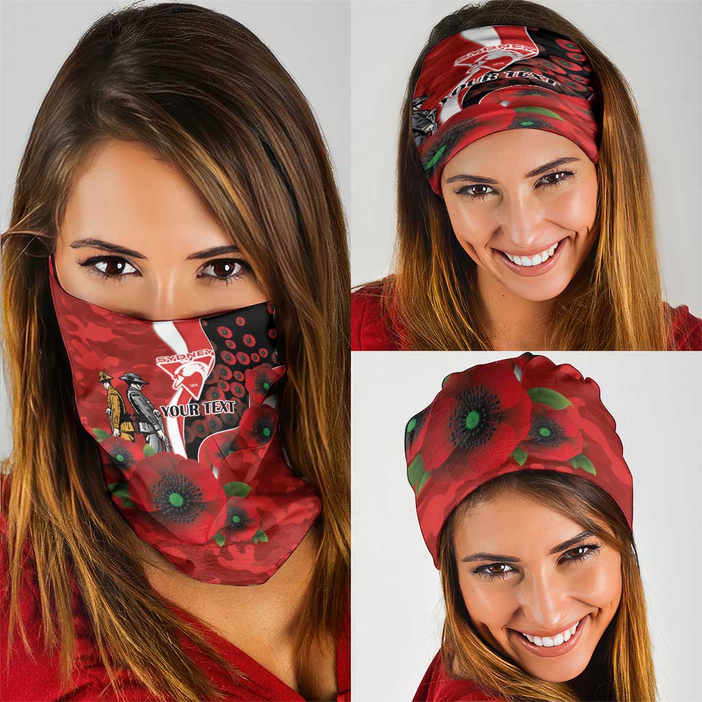 Sydney Swans ANZAC Personalised Neck Gaiter Lest We Forget Poppy Camo
