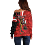 Sydney Swans ANZAC Personalised Off Shoulder Sweater Lest We Forget Poppy Camo