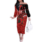 Sydney Swans ANZAC Personalised Off The Shoulder Long Sleeve Dress Lest We Forget Poppy Camo