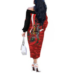 Sydney Swans ANZAC Personalised Off The Shoulder Long Sleeve Dress Lest We Forget Poppy Camo