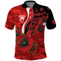 Sydney Swans ANZAC Personalised Polo Shirt Lest We Forget Poppy Camo