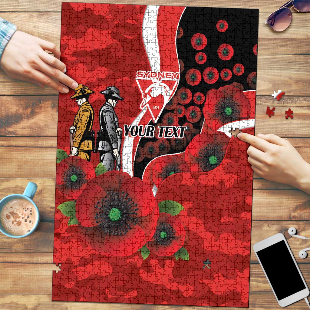 Sydney Swans ANZAC Personalised Puzzle Lest We Forget Poppy Camo