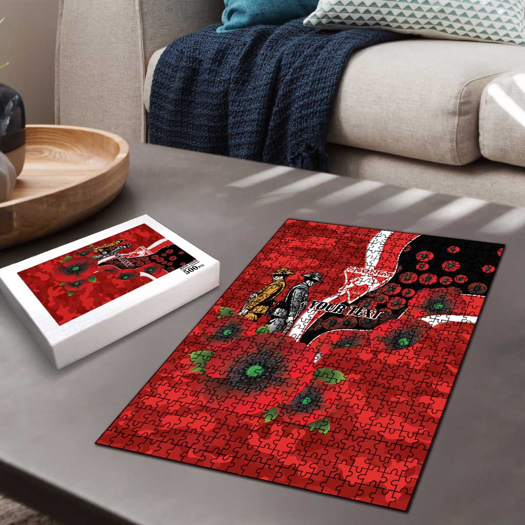 Sydney Swans ANZAC Personalised Puzzle Lest We Forget Poppy Camo
