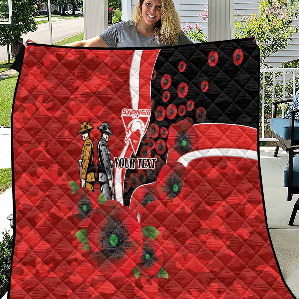 Sydney Swans ANZAC Personalised Quilt Lest We Forget Poppy Camo