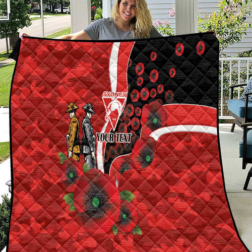 Sydney Swans ANZAC Personalised Quilt Lest We Forget Poppy Camo