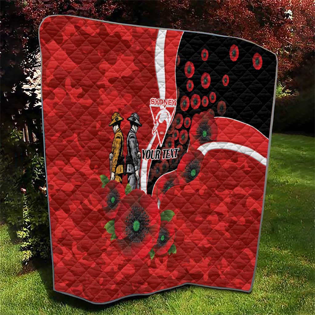 Sydney Swans ANZAC Personalised Quilt Lest We Forget Poppy Camo