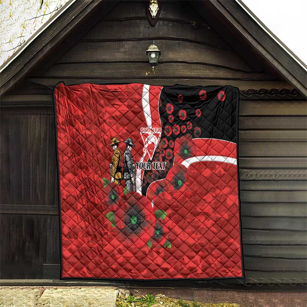 Sydney Swans ANZAC Personalised Quilt Lest We Forget Poppy Camo