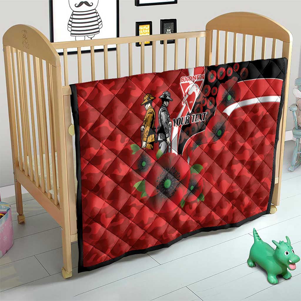 Sydney Swans ANZAC Personalised Quilt Lest We Forget Poppy Camo