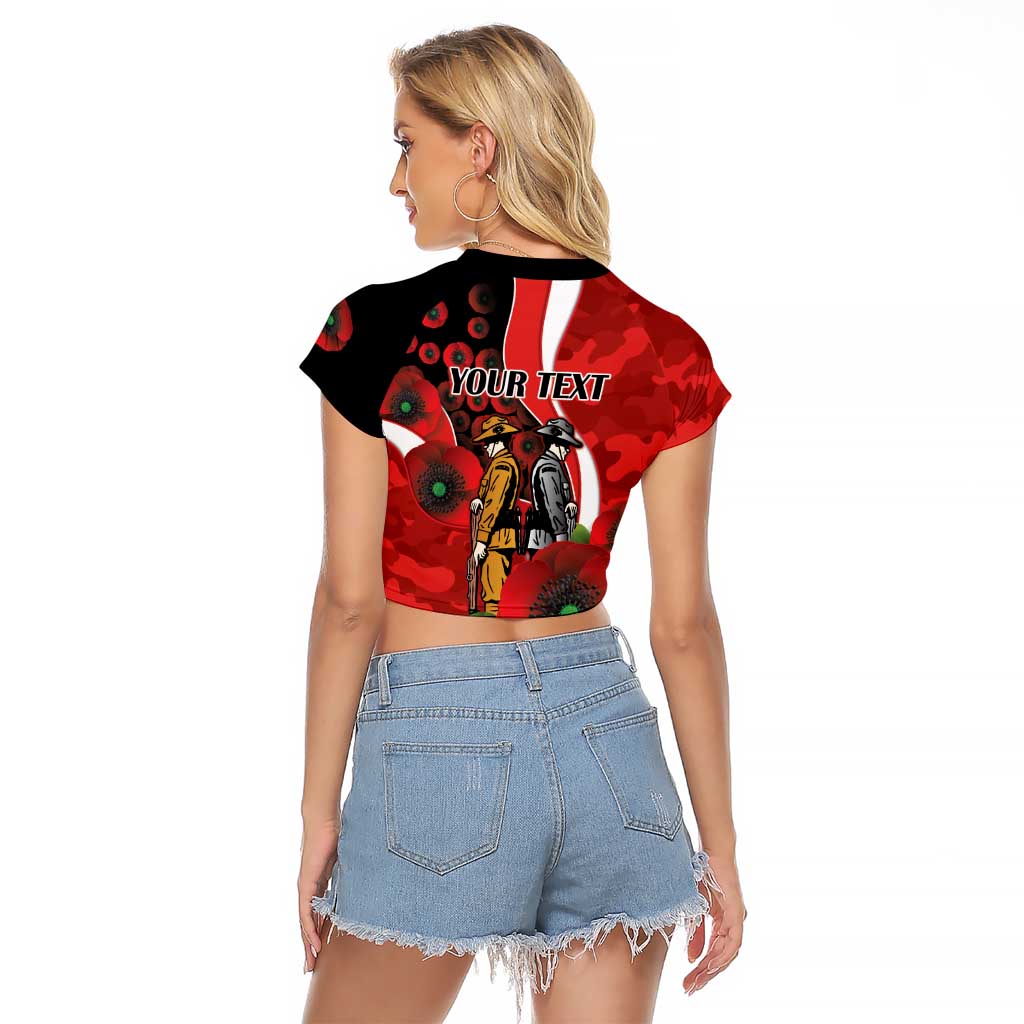 Sydney Swans ANZAC Personalised Raglan Cropped T Shirt Lest We Forget Poppy Camo