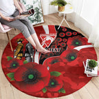 Sydney Swans ANZAC Personalised Round Carpet Lest We Forget Poppy Camo
