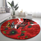 Sydney Swans ANZAC Personalised Round Carpet Lest We Forget Poppy Camo