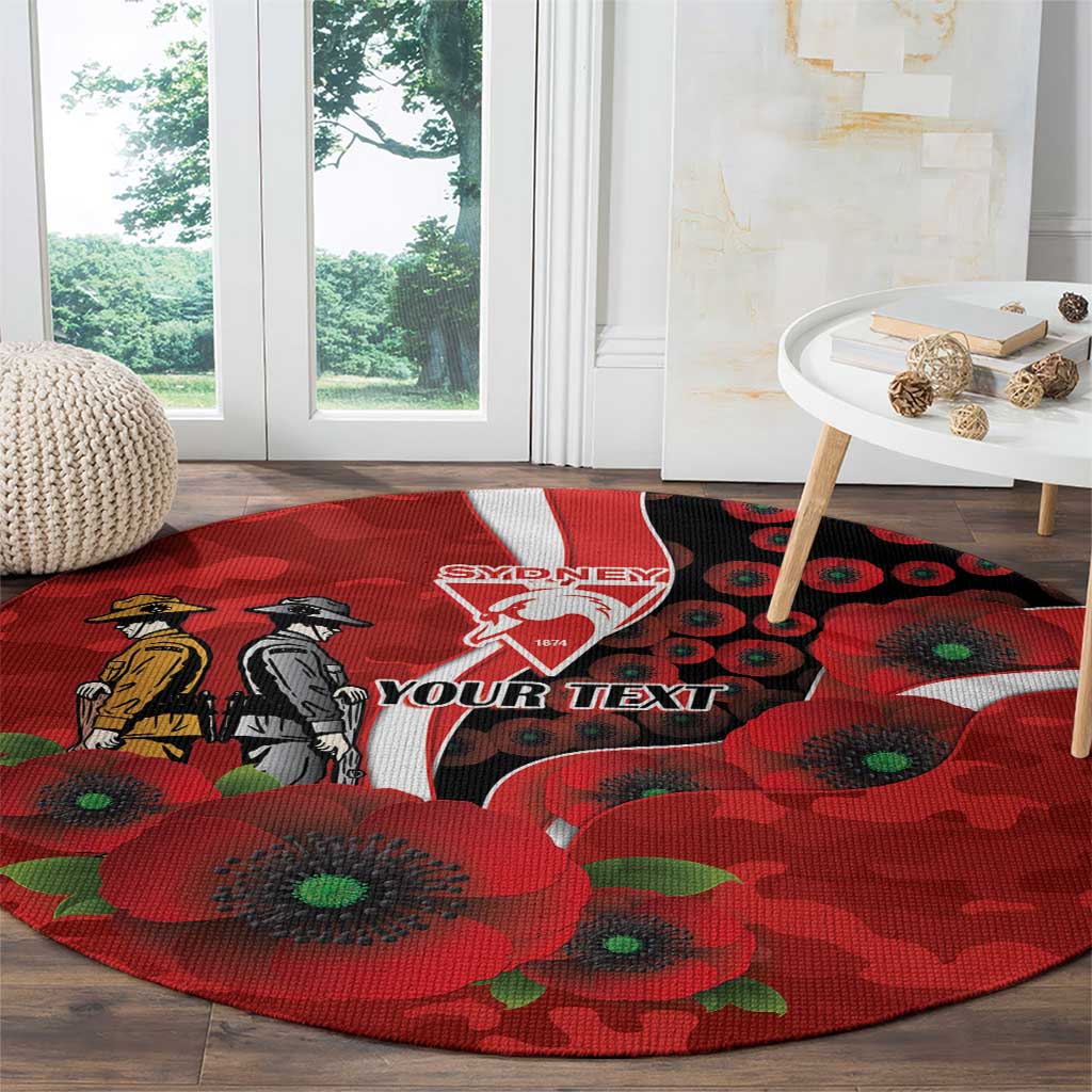 Sydney Swans ANZAC Personalised Round Carpet Lest We Forget Poppy Camo