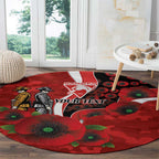 Sydney Swans ANZAC Personalised Round Carpet Lest We Forget Poppy Camo