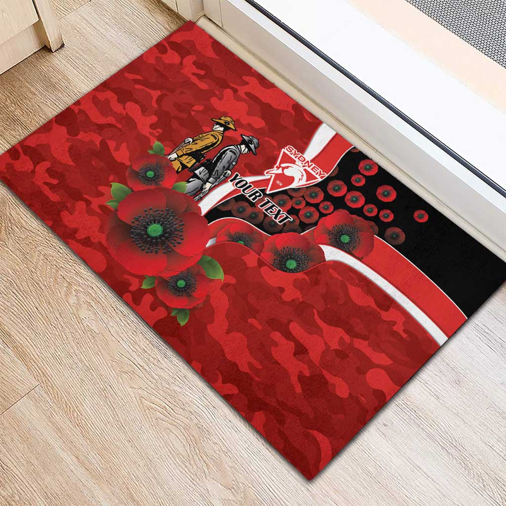 Sydney Swans ANZAC Personalised Rubber Doormat Lest We Forget Poppy Camo