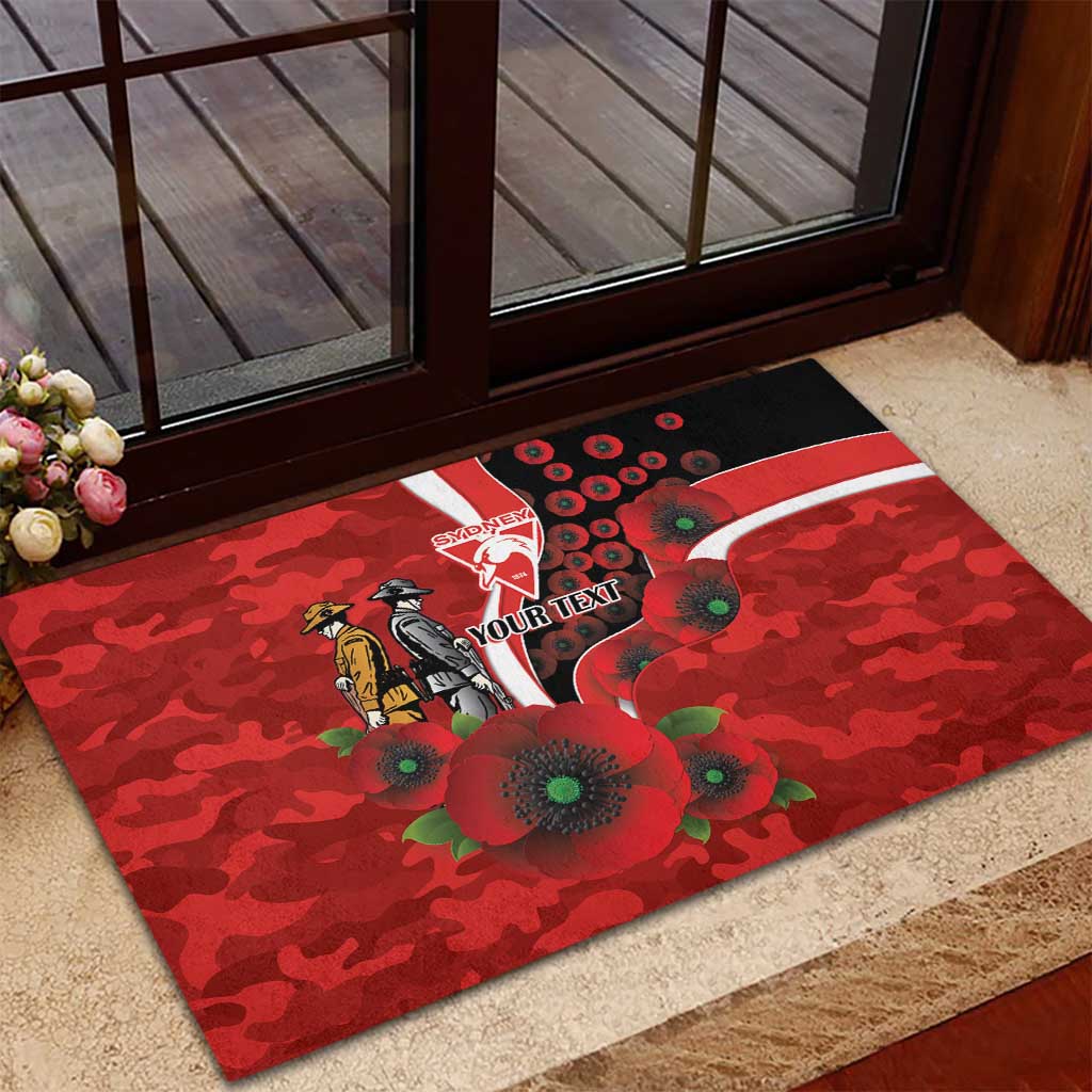 Sydney Swans ANZAC Personalised Rubber Doormat Lest We Forget Poppy Camo