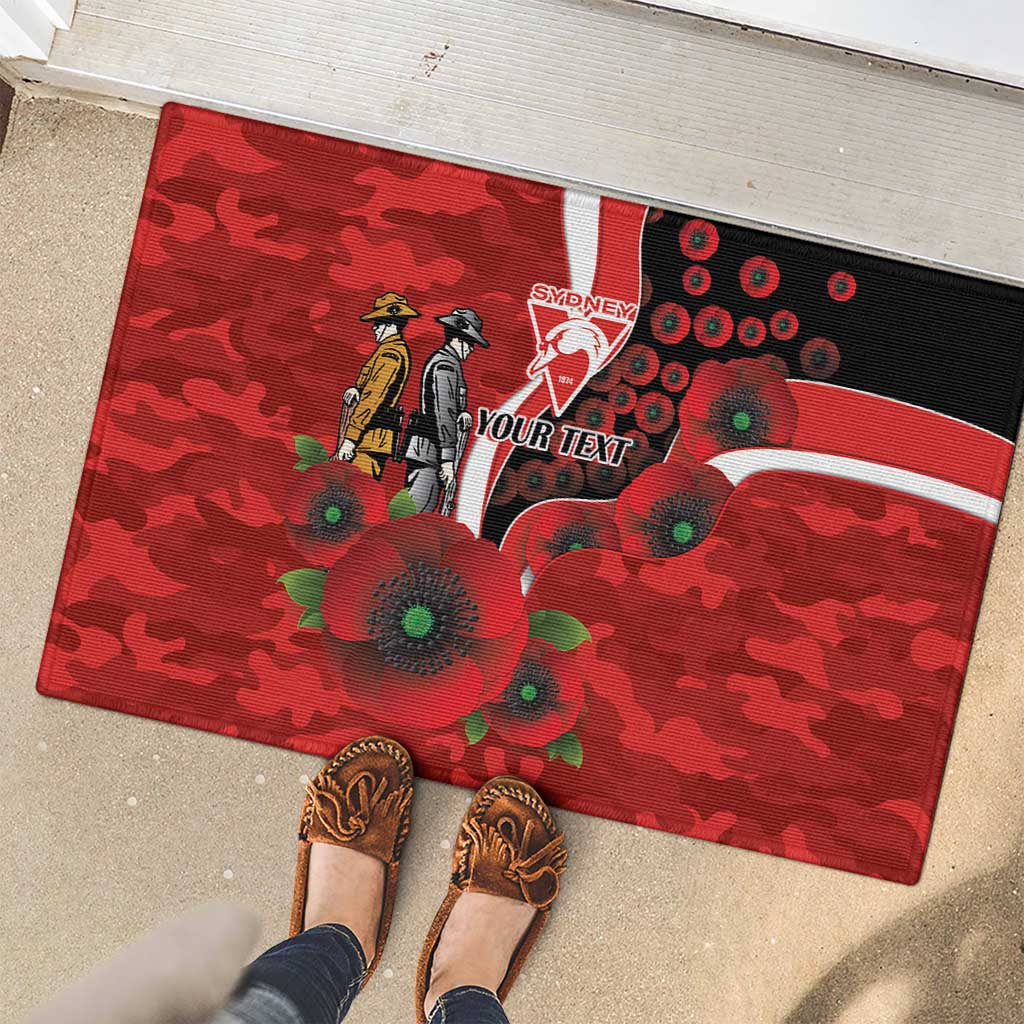 Sydney Swans ANZAC Personalised Rubber Doormat Lest We Forget Poppy Camo