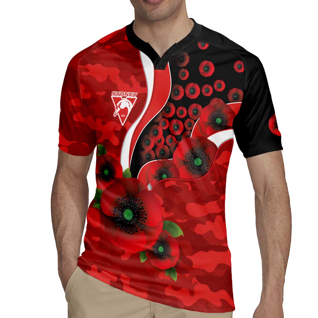 Sydney Swans ANZAC Personalised Rugby Jersey Lest We Forget Poppy Camo