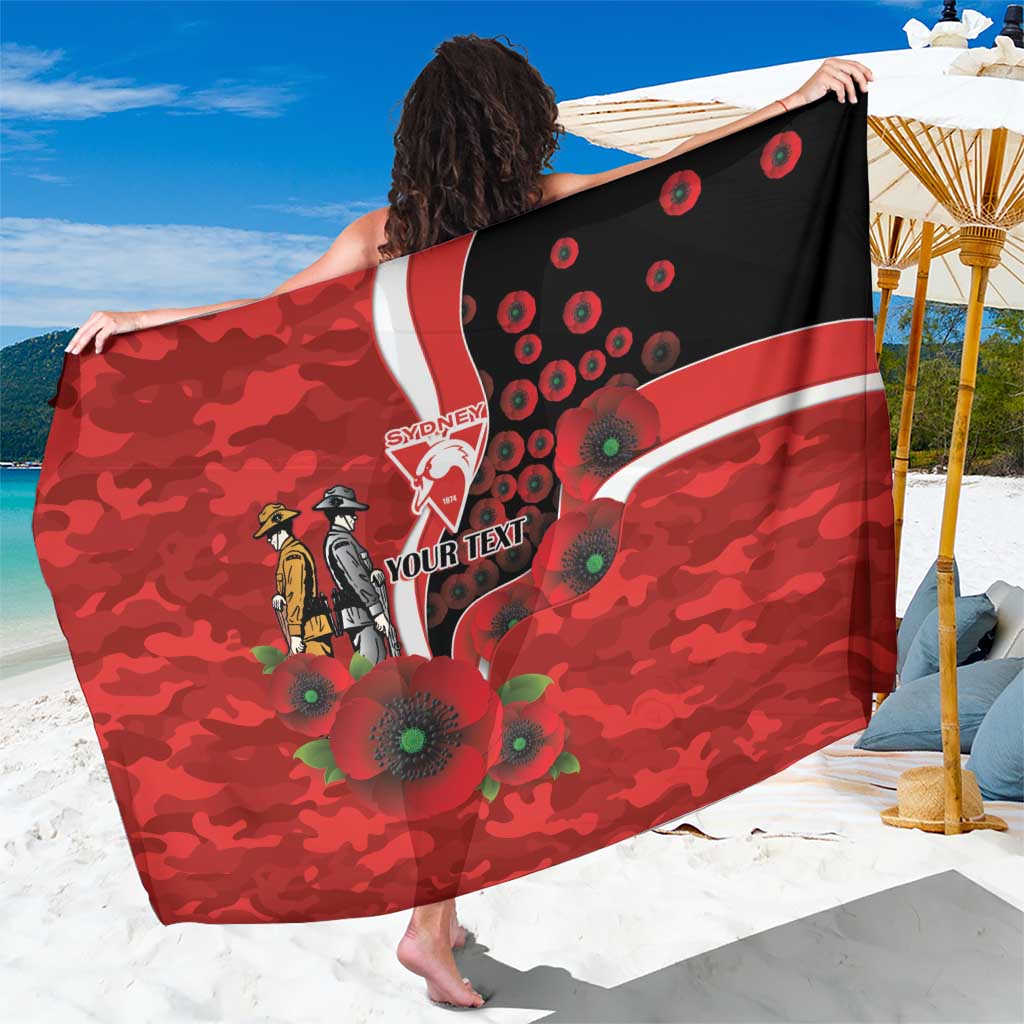 Sydney Swans ANZAC Personalised Sarong Lest We Forget Poppy Camo