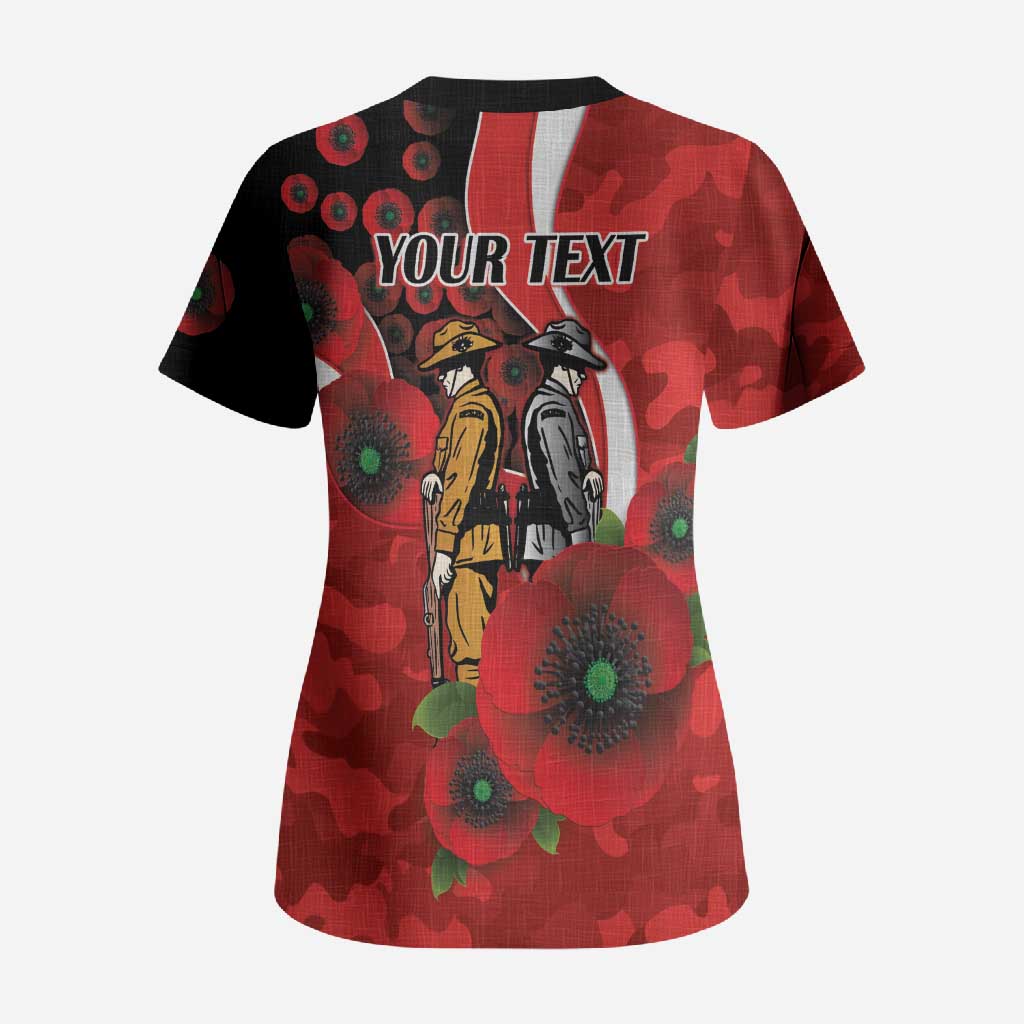 Sydney Swans ANZAC Personalised Scrub Top Lest We Forget Poppy Camo
