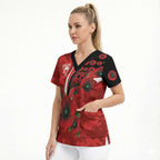 Sydney Swans ANZAC Personalised Scrub Top Lest We Forget Poppy Camo