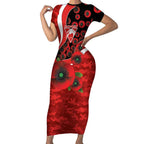 Sydney Swans ANZAC Personalised Short Sleeve Bodycon Dress Lest We Forget Poppy Camo