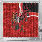 Sydney Swans ANZAC Personalised Shower Curtain Lest We Forget Poppy Camo