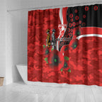 Sydney Swans ANZAC Personalised Shower Curtain Lest We Forget Poppy Camo