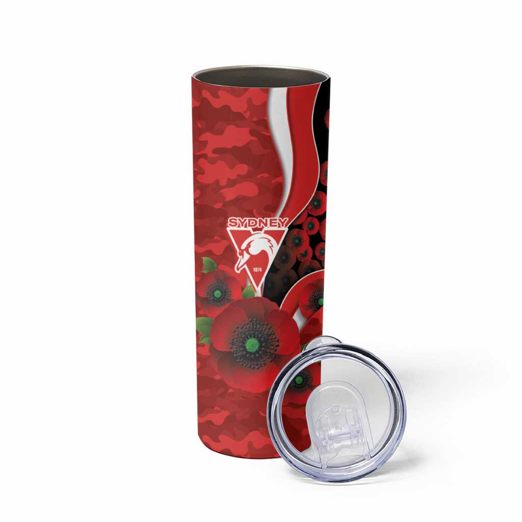 Sydney Swans ANZAC Personalised Skinny Tumbler Lest We Forget Poppy Camo