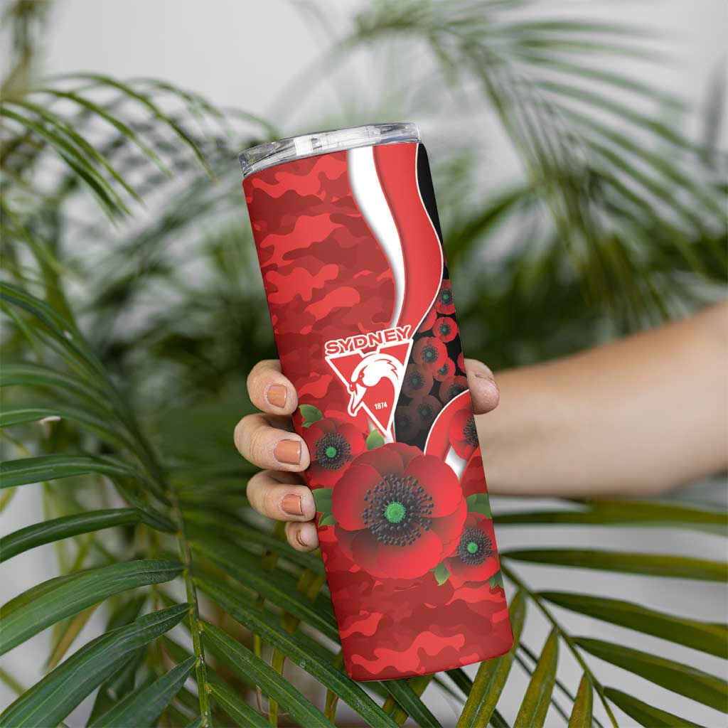 Sydney Swans ANZAC Personalised Skinny Tumbler Lest We Forget Poppy Camo