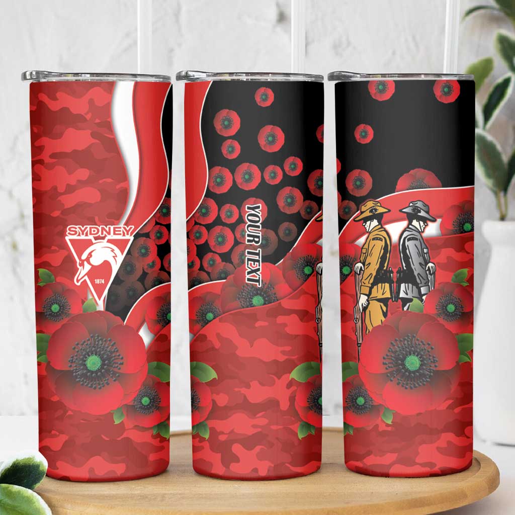Sydney Swans ANZAC Personalised Skinny Tumbler Lest We Forget Poppy Camo
