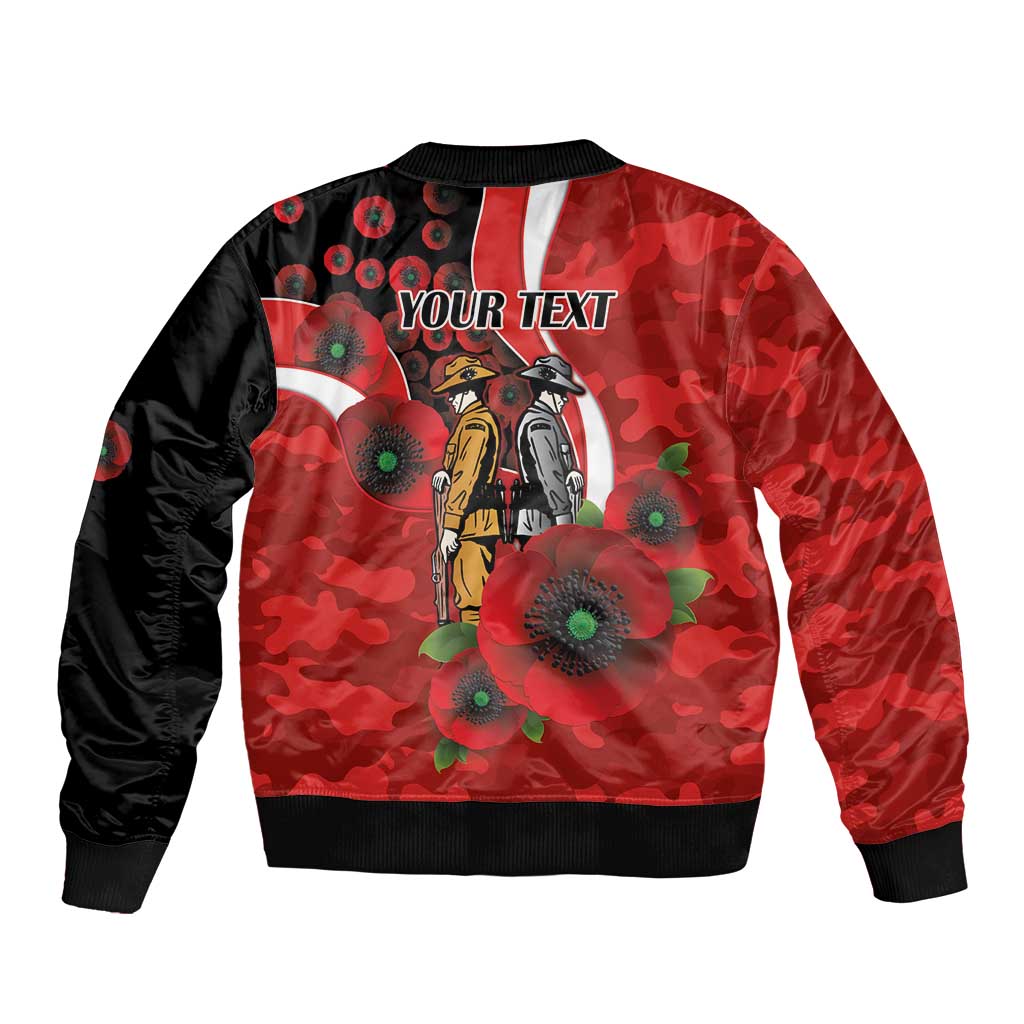 Sydney Swans ANZAC Personalised Sleeve Zip Bomber Jacket Lest We Forget Poppy Camo
