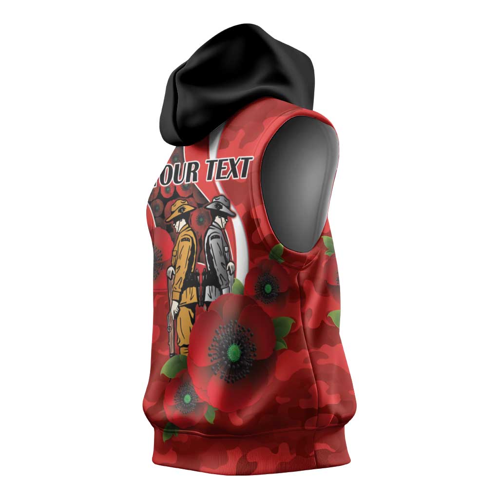 Sydney Swans ANZAC Personalised Sleeveless Hoodie Lest We Forget Poppy Camo