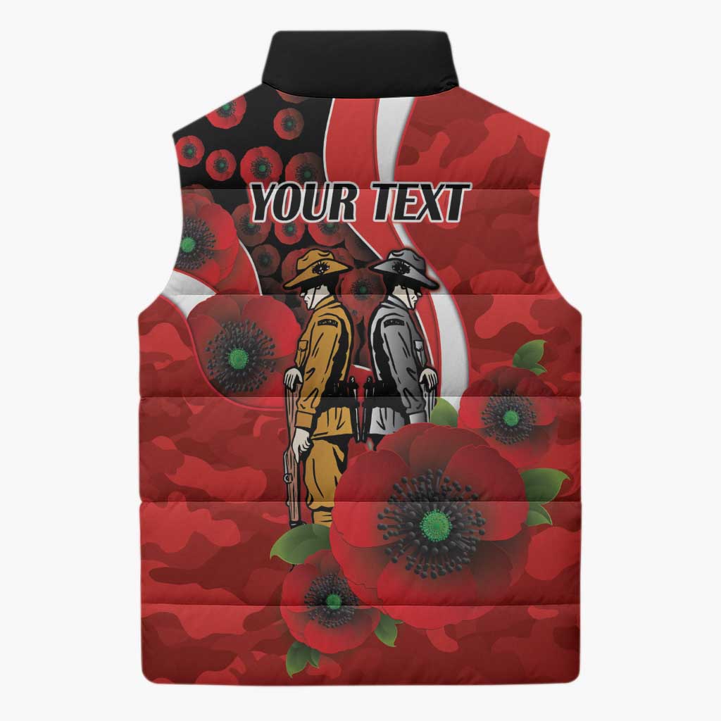 Sydney Swans ANZAC Personalised Sleeveless Puffer Jacket Lest We Forget Poppy Camo