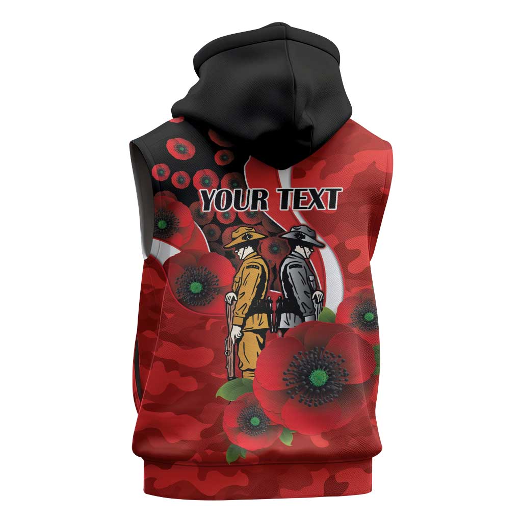 Sydney Swans ANZAC Personalised Sleeveless Zip Hoodie Lest We Forget Poppy Camo