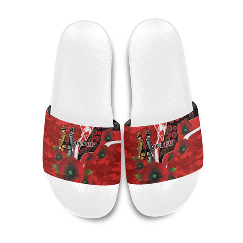 Sydney Swans ANZAC Personalised Slide Sandals Lest We Forget Poppy Camo