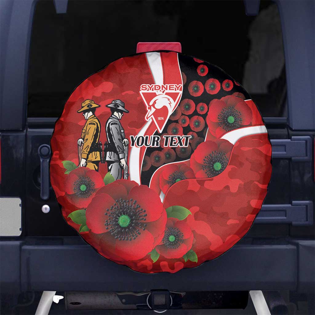 Sydney Swans ANZAC Personalised Spare Tire Cover Lest We Forget Poppy Camo