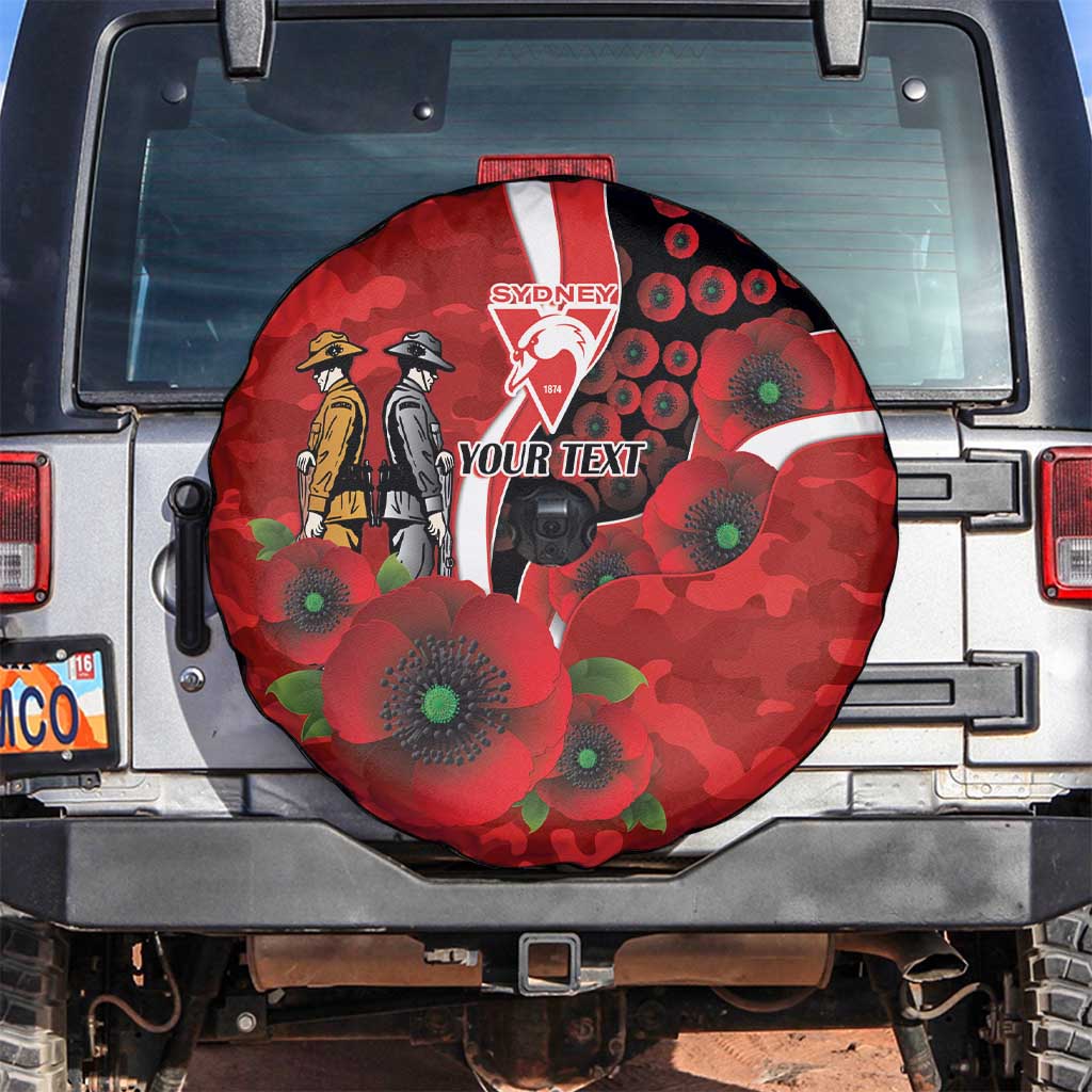 Sydney Swans ANZAC Personalised Spare Tire Cover Lest We Forget Poppy Camo