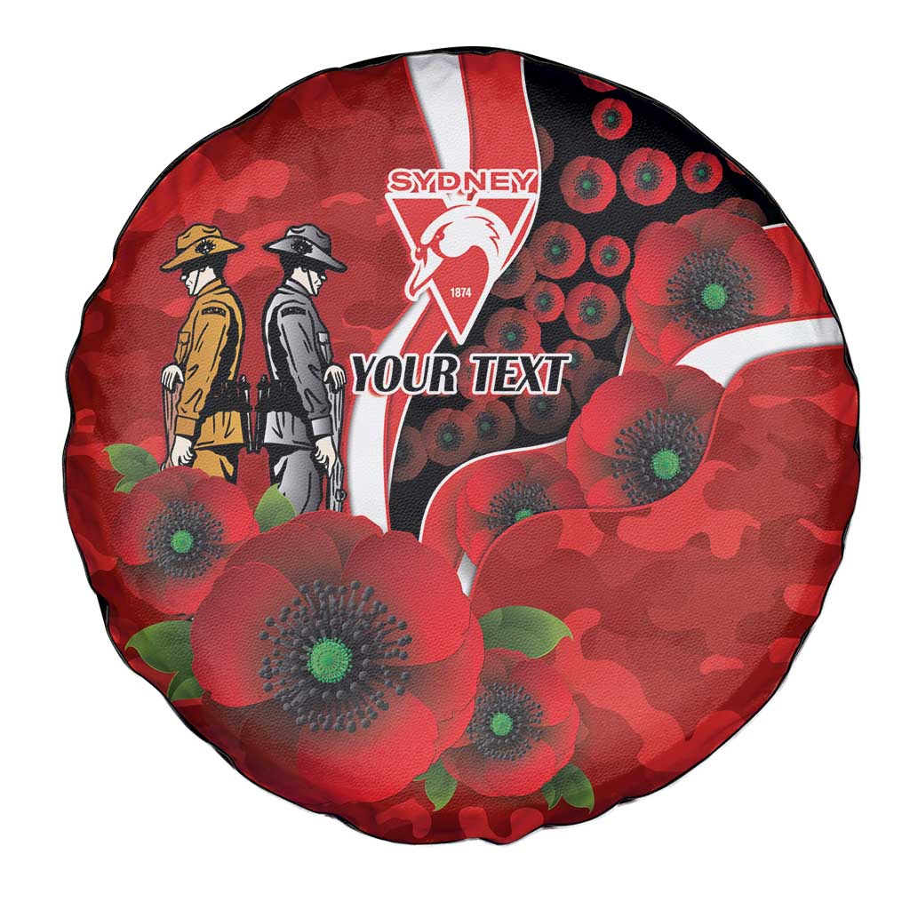 Sydney Swans ANZAC Personalised Spare Tire Cover Lest We Forget Poppy Camo